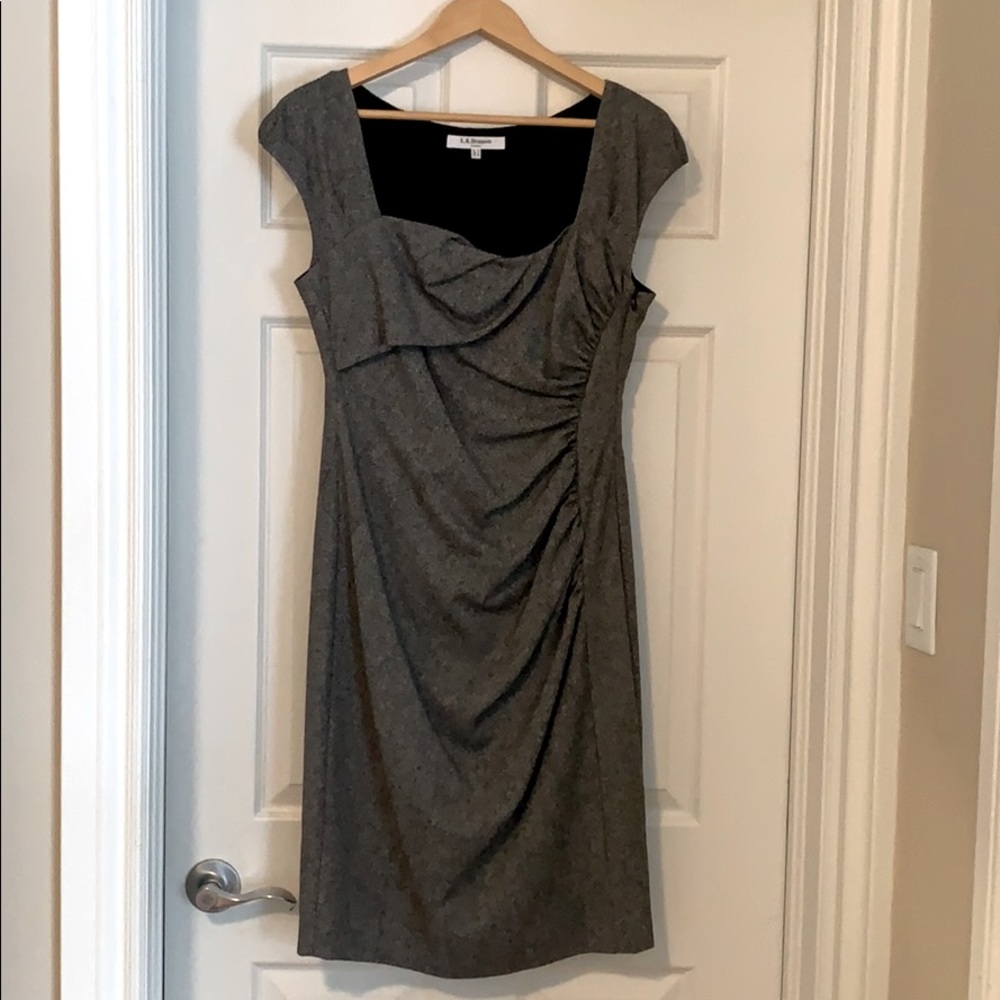 LK Bennett Gray Draped Midi Dress